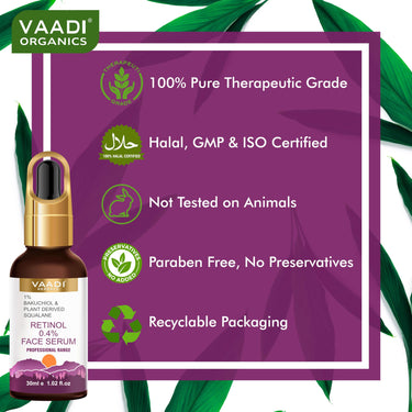 Vaadi Herbals Retinol 0.4% Face Serum With 1% Baluchiol & Plant Derived Squalane